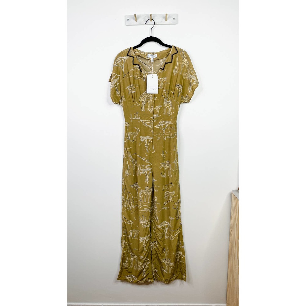 & OTHER STORIES safari print tan white jumpsuit size 0 - Picture 2 of 8